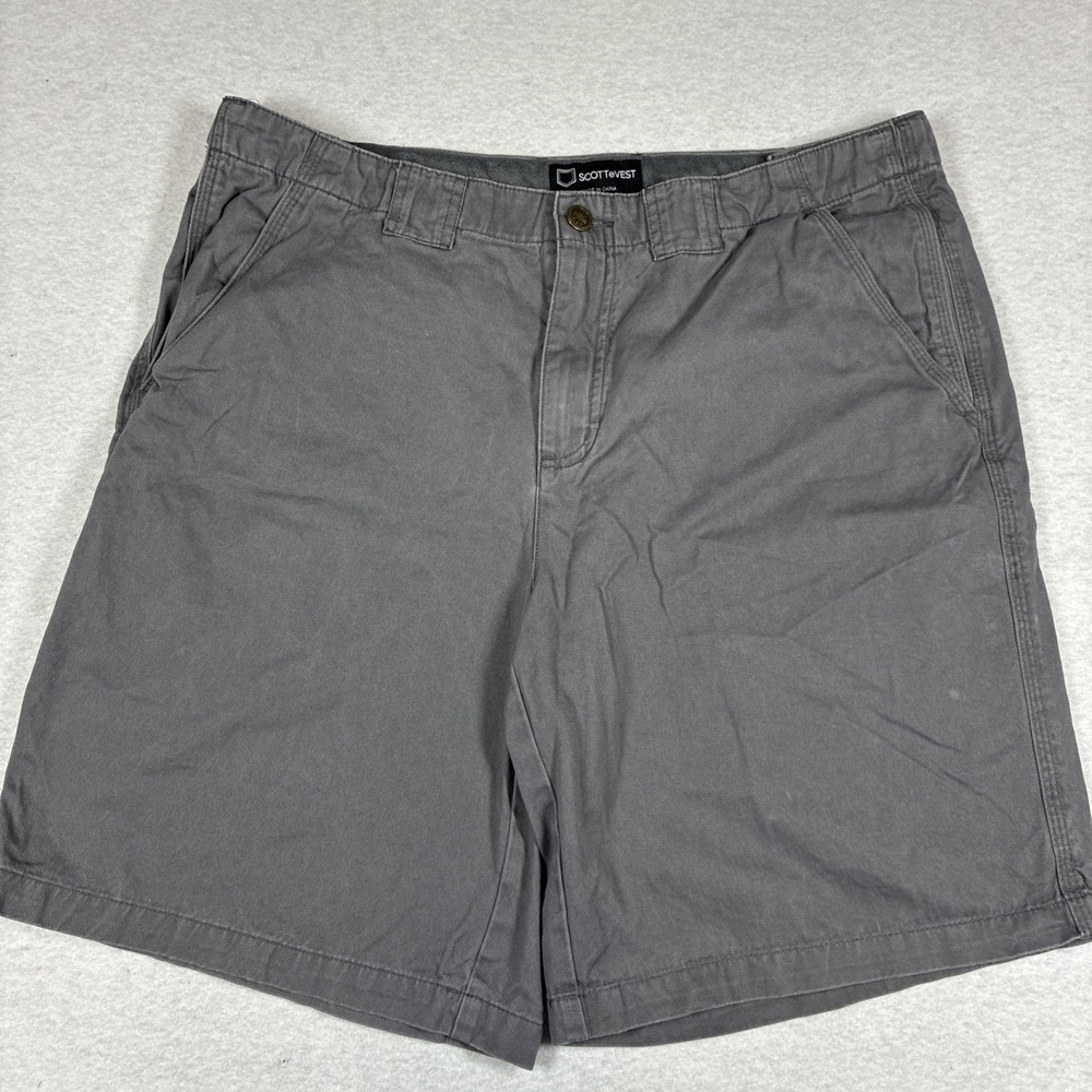 SCOTTeVEST TEC Shorts Mens 38 Travel Pockets Grey Cargo Utility Commuter Carry